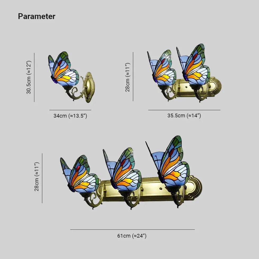 Tiffany Wall Sconce Butterfly Glass - Clowas