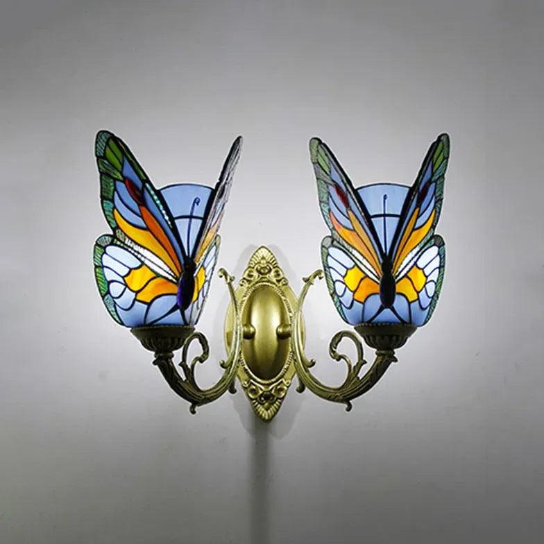 Tiffany Wall Sconce Butterfly Glass - Clowas