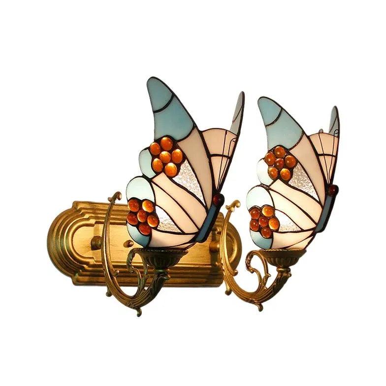 Tiffany Wall Sconce Butterfly Glass - Clowas