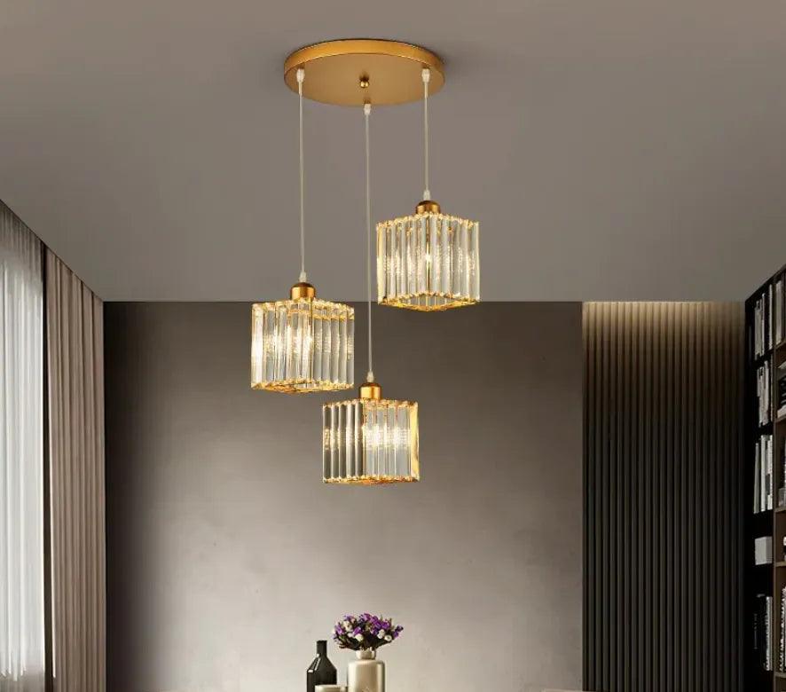 Transparent Cylindrical Glass Pendant Light - Clowas