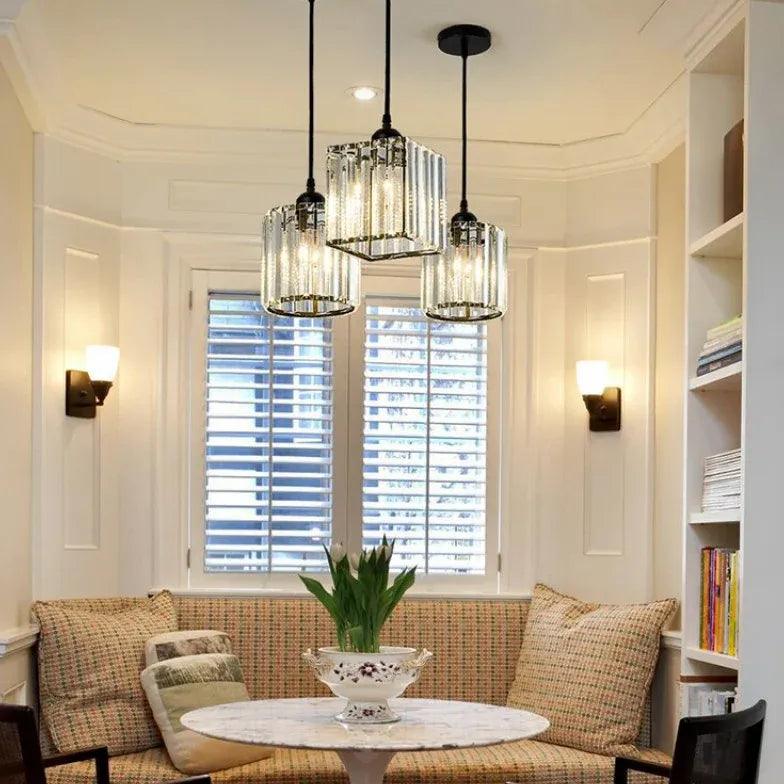 Transparent Cylindrical Glass Pendant Light - Clowas