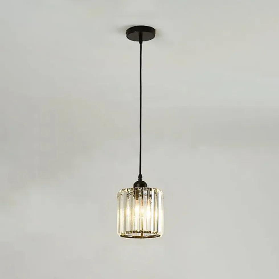 Transparent Cylindrical Glass Pendant Light - Clowas