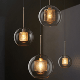 Clear Glass Ball Pendant Light for Dining Room