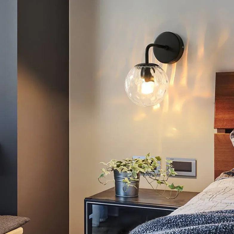 American Style Iron Art Glass Bedside Wall Light