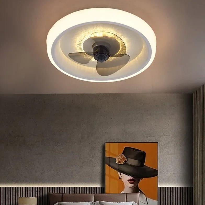 Transparent Round Modern Ceiling Fan with Light - Clowas