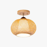 Trapezoid Lantern Rattan Flush Ceiling Lights - Clowas