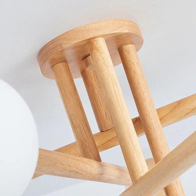 Triangle Interlacing Bedroom Wooden Flush Ceiling Lights - Clowas