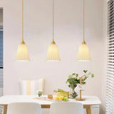 French Vintage White Ceramic Pendant Light with Gold Finish