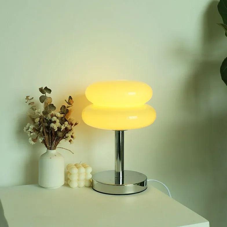 Two-Layer Round Table Lamp with Metal Base - Clowas