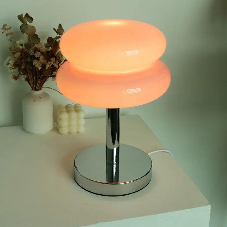 Two-Layer Round Table Lamp with Metal Base - Clowas