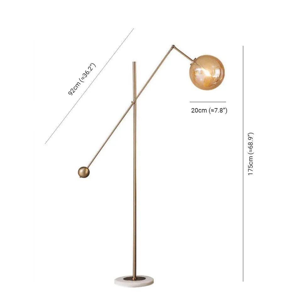 Sphere Long-Arm Minimalist Metal Floor Lamp - Clowas