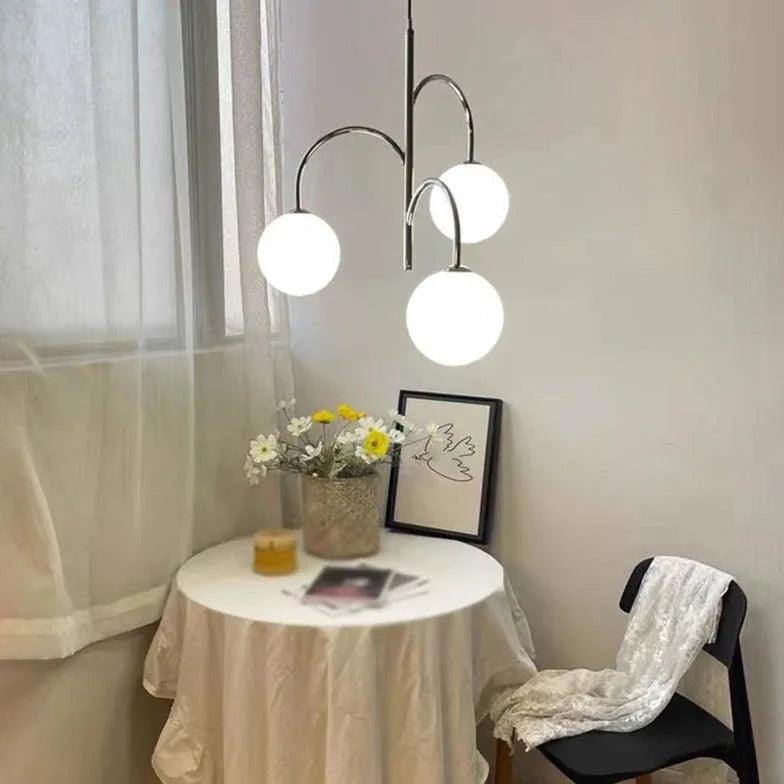 Glass Globe Pendant Light Fixture with Three Lights
