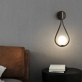 Nordic Glass Ball LED Bedside Wall Light in Black