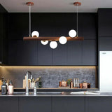 Wood Pendant Light with Modern Walnut Sphere Design