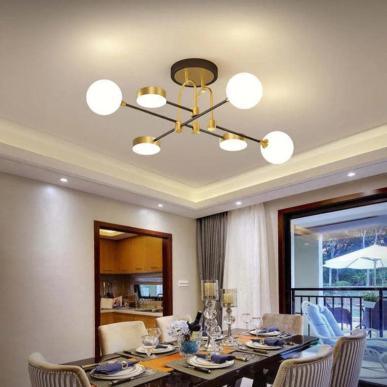 Globe Glass Ceiling Light with Luxurious Iron Branch Design