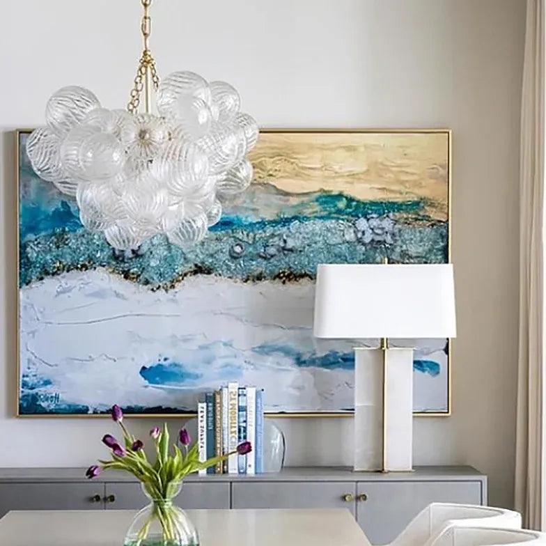 Transparent Glass Spherical Multi-Light Branch Chandelier - Clowas