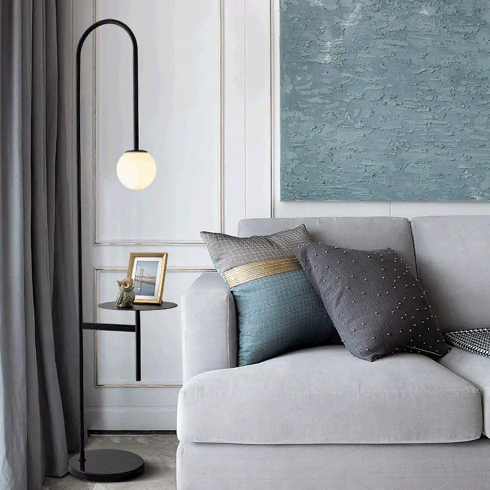 Minimalist Coffee Table Black Glass Floor Lamp