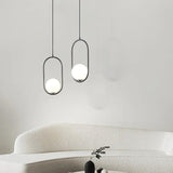 Minimalist Oval Glass White Ball Pendant Light