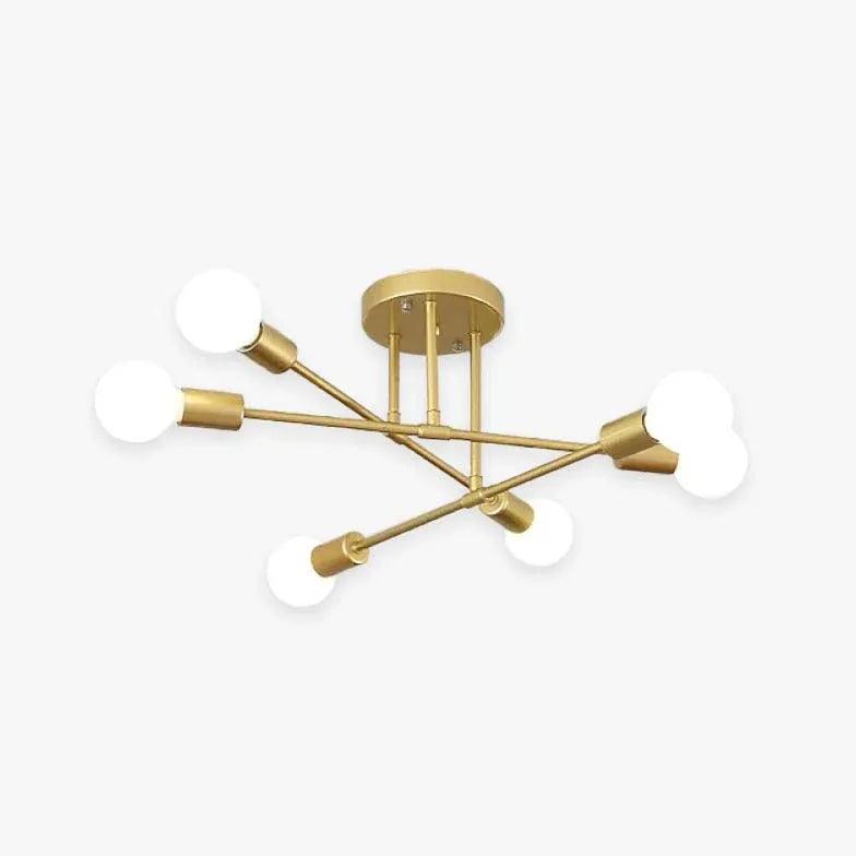 Multi-Arm Structure Gold Modern Ceiling Light - Clowas
