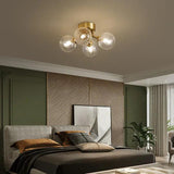 Ceiling Glass Light Fitting with Brass Ball Design