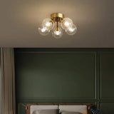 Ceiling Glass Light Fitting with Brass Ball Design