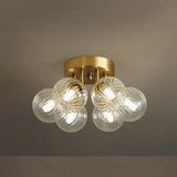 Ceiling Glass Light Fitting with Brass Ball Design