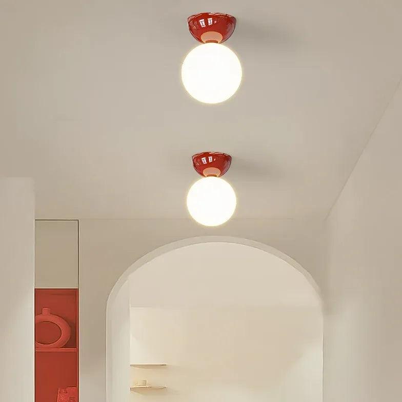 Modern Cream Globe Ceiling Light For A Hallway