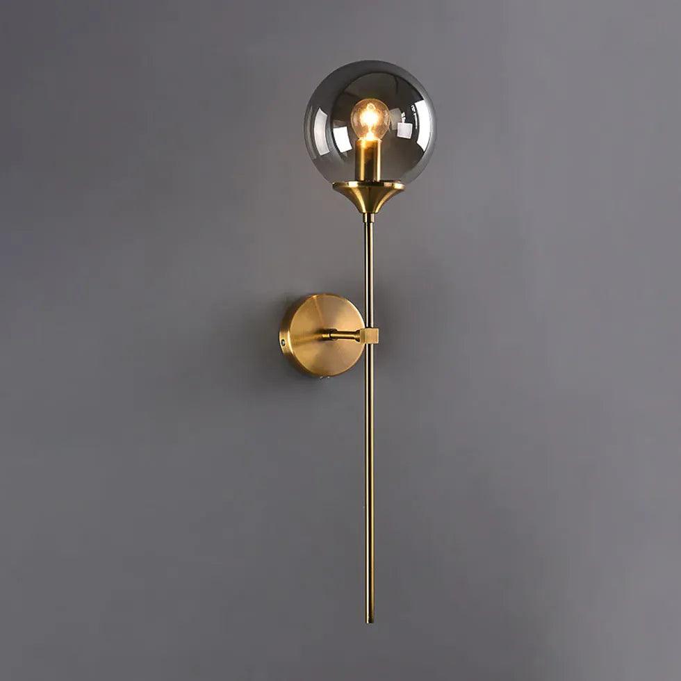Modern Gold Globe Smoke Glass Wall Lights