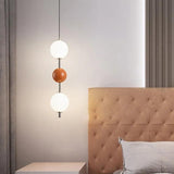Modern Pendant Light with Creamy Round Ball Design For Bedroom