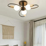 Minimalist Black Iron Curved Ceiling Lights for Bedroom