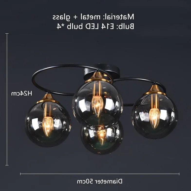 Smoked Industrial Glass Flush Ceiling Lights - Clowas