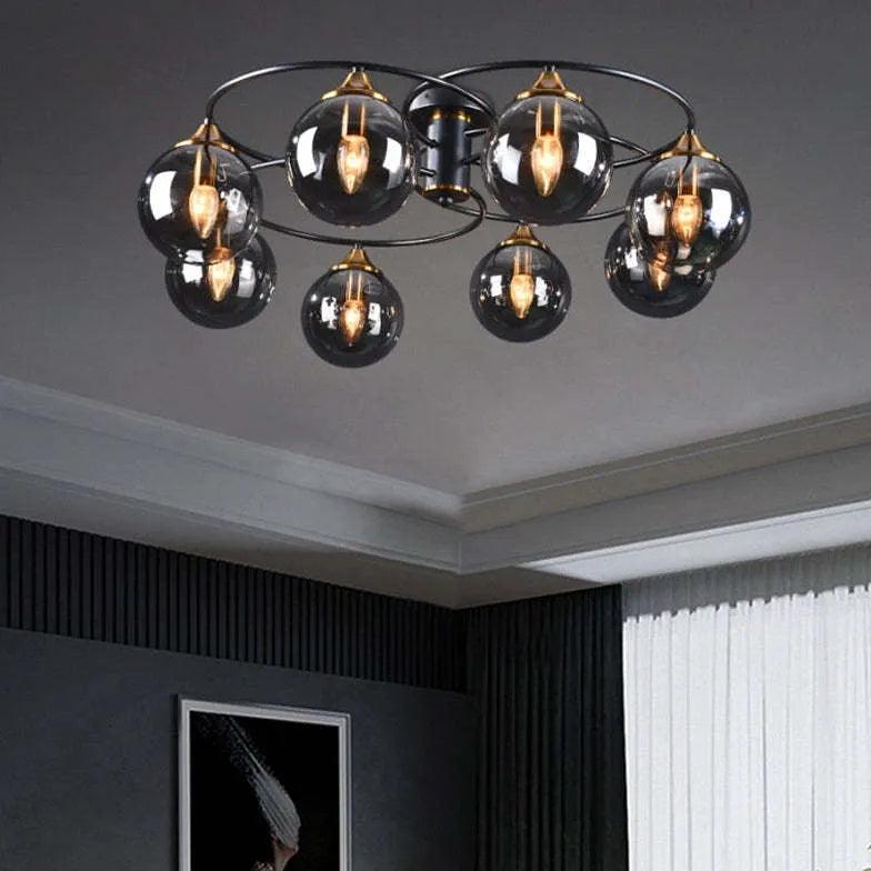 Smoked Industrial Glass Flush Ceiling Lights - Clowas