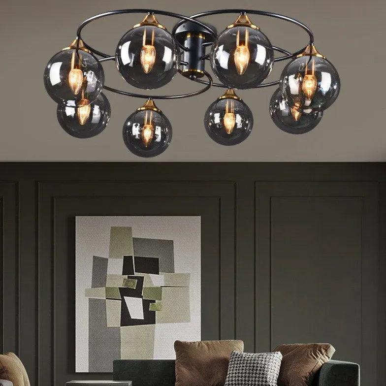 Smoked Industrial Glass Flush Ceiling Lights - Clowas