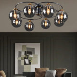 Smoked Industrial Glass Flush Ceiling Lights - Clowas
