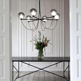 Black Metal Frame Gray Glass Ball Chandelier - Clowas