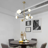 Contemporary Glass Round Chandelier Electroplated Finish
