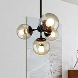 Smoked Glass Globe Black Modern Pendant Light
