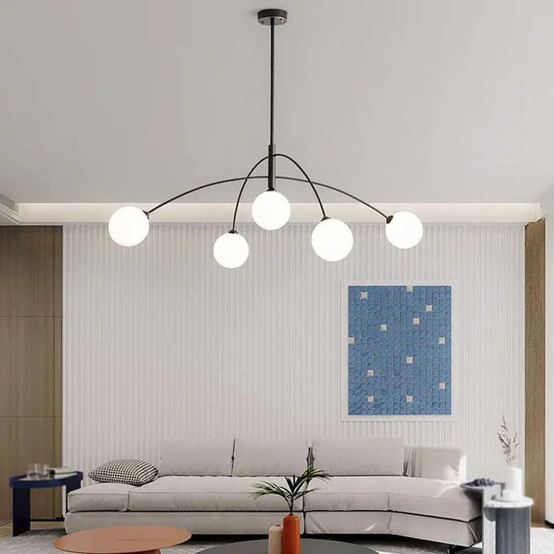 Modern Iron Chandelier with Glass Globes for Living Room