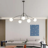 Modern Iron Chandelier with Glass Globes for Living Room