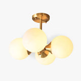 Brass Glass White Globe Ceiling Light for Bedroom