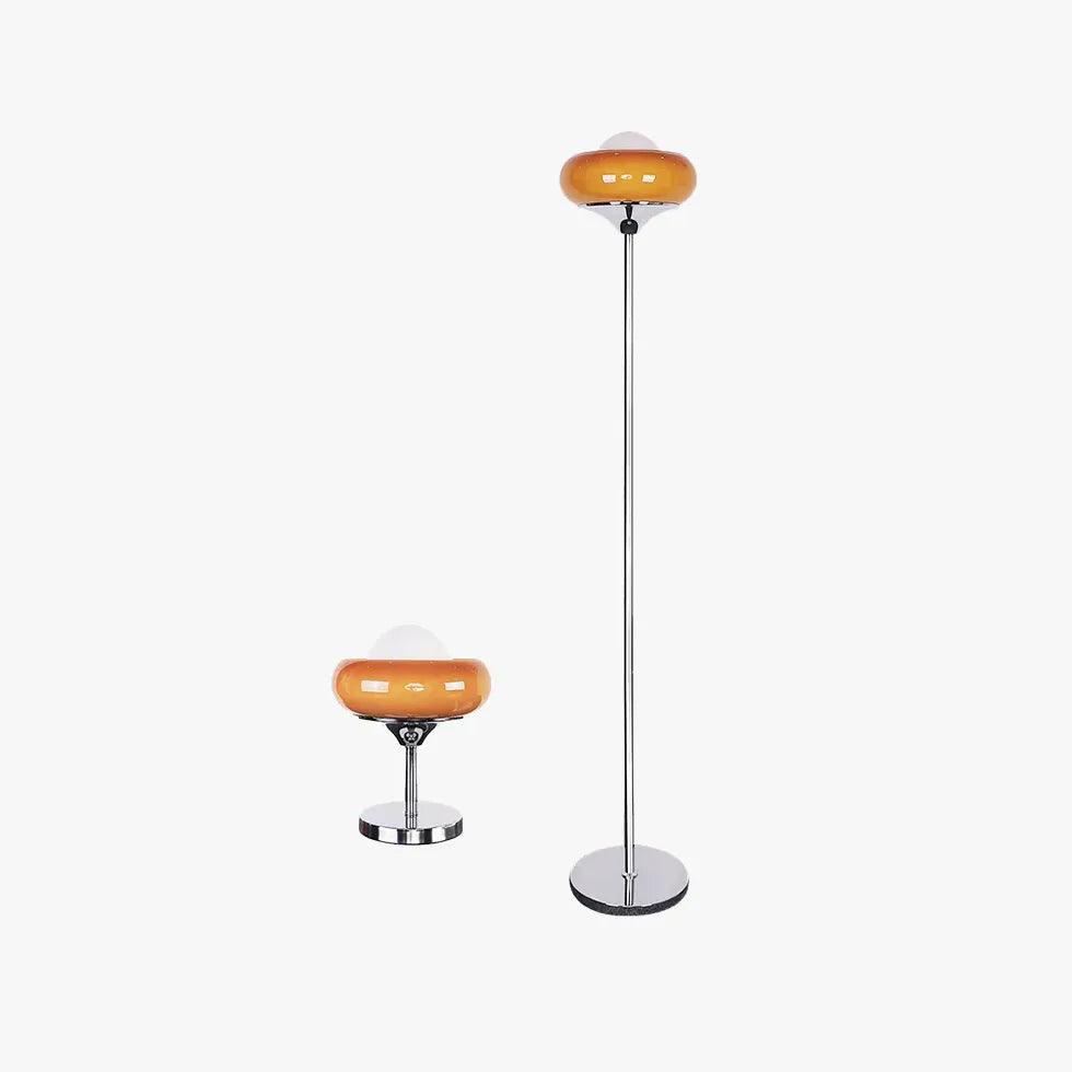 Vertical Slender Circular Lampshade Glass Floor Lamp - Clowas