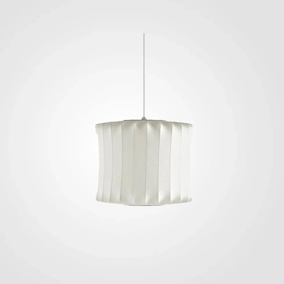 Lantern-Shaped White Fabric Vintage Pendant Light - Clowas