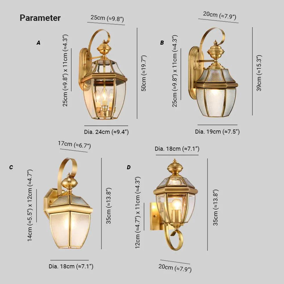 Vintage Brass Outdoor Lantern Lights - Clowas