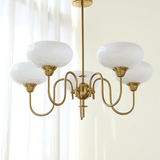 Mid Century Persimmon Glass Chandelier Dimmable for Dining Room