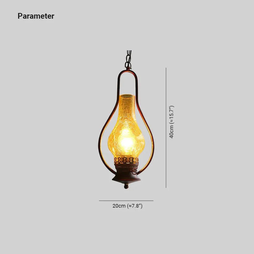Vintage Oil Lamp-Shaped Glass Pendant Light - Clowas