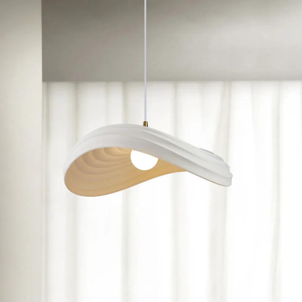 Sleek Wave-Shaped White Dining Room Pendant Light - Clowas