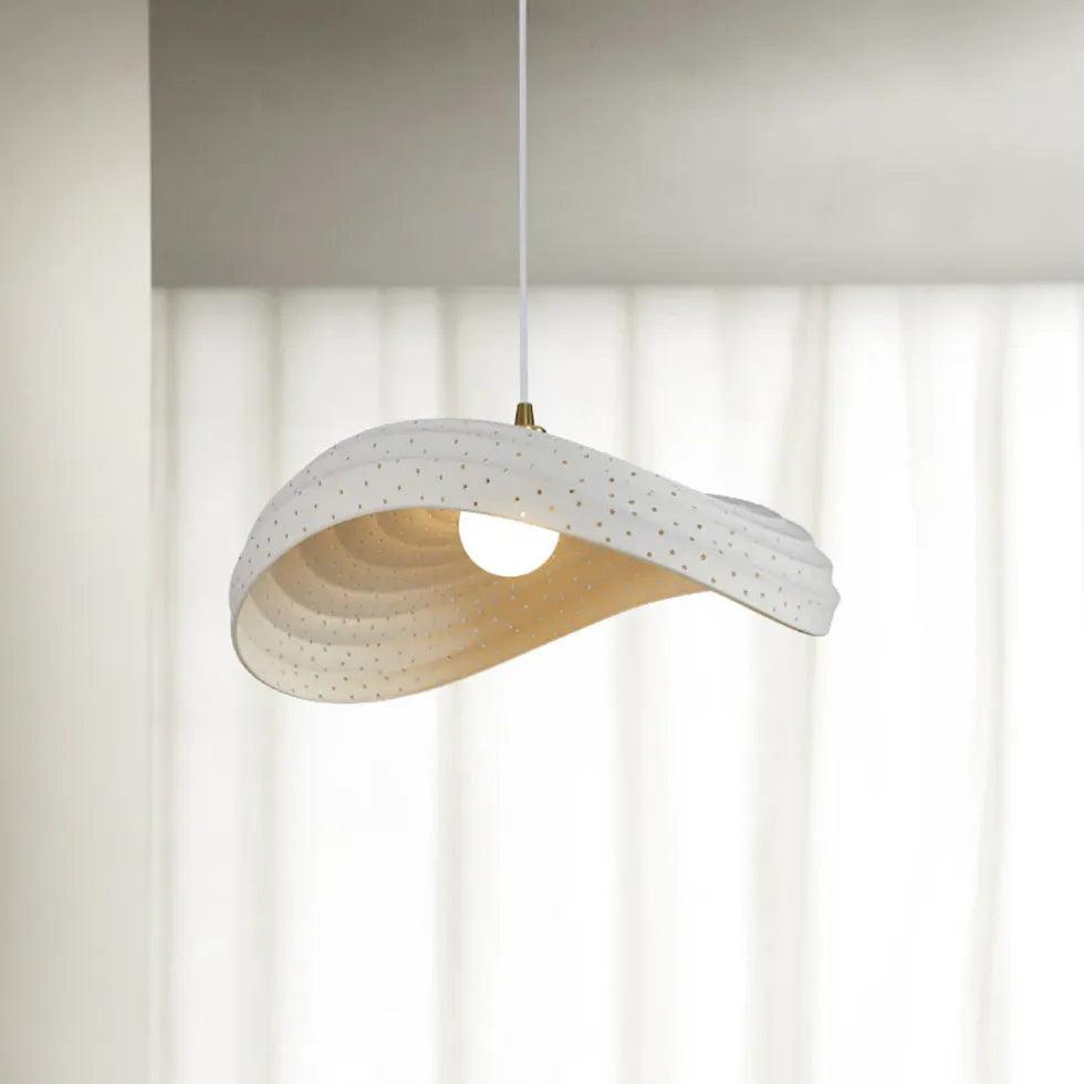 Sleek Wave-Shaped White Dining Room Pendant Light - Clowas