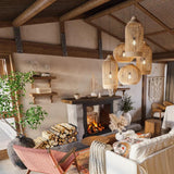 Chinese Zen Rattan Ceiling Light Pendants for Bedroom