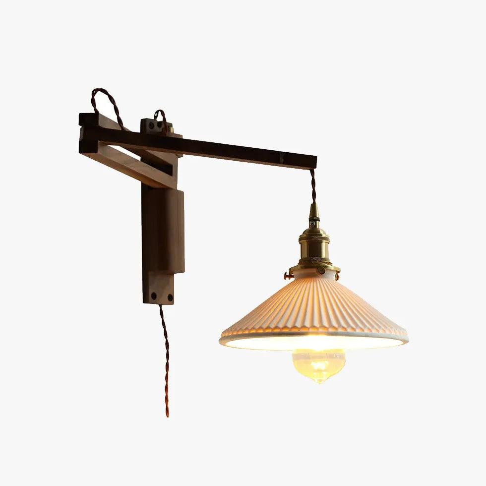 Walnut Glass Vintage Plug in Wall Lights - Clowas