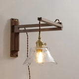 Walnut Glass Vintage Plug in Wall Lights - Clowas